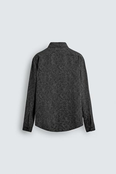 FLUID FLORAL JACQUARD SHIRT - Anthracite Grey by Zara - Image 7