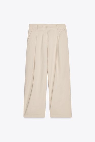 PANTALON CHINO À PINCES - Beige de Zara - Image 5