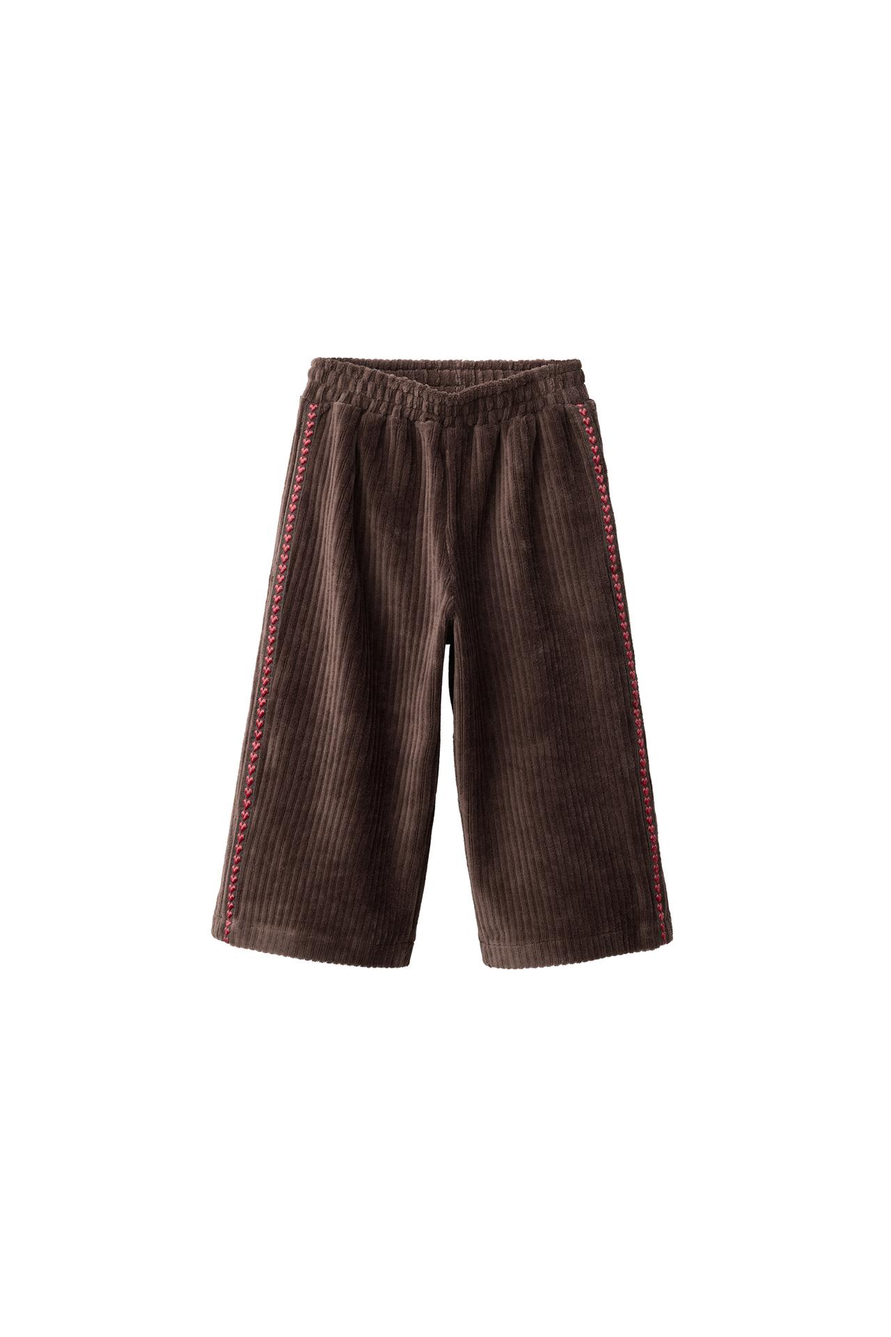 EMBROIDERED HEART CORDUROY CULOTTES