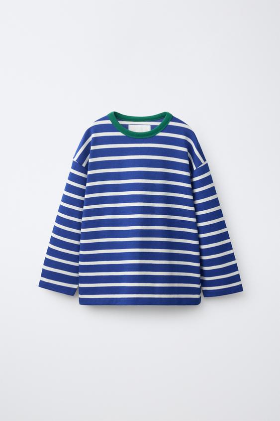 CAMISETA RAYAS HEAVY WEIGHT - Azul de Zara - Imagen 0