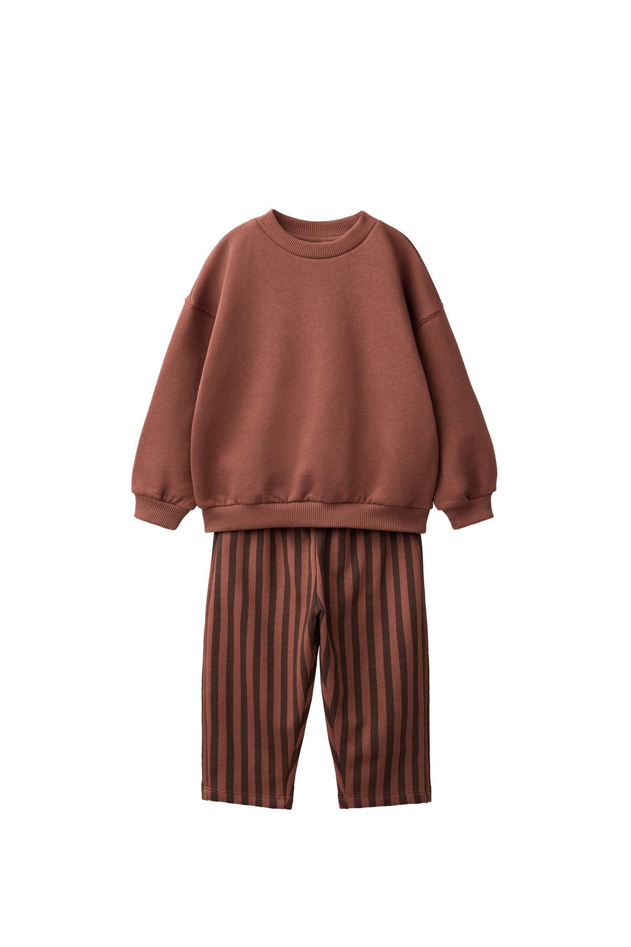 Комплект из толстовки и брюк wide leg в полоску
