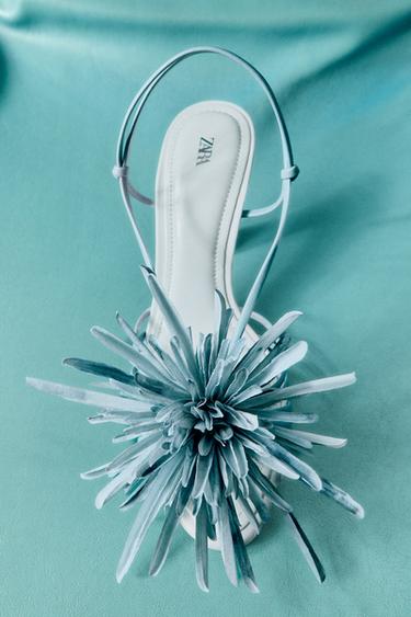 FLORAL HEEL SANDALS - White by Zara