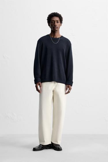 SILK/LINEN SWEATER - Dark navy by Zara - Image 0