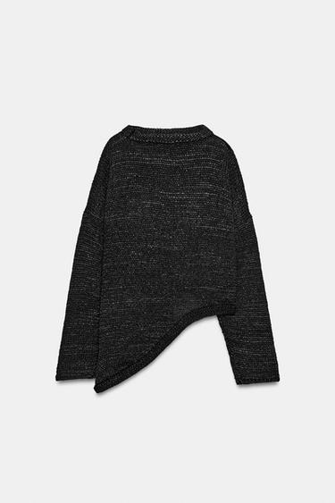 PULL EN MAILLE ASYMÉTRIQUE - Noir de Zara - Image 5