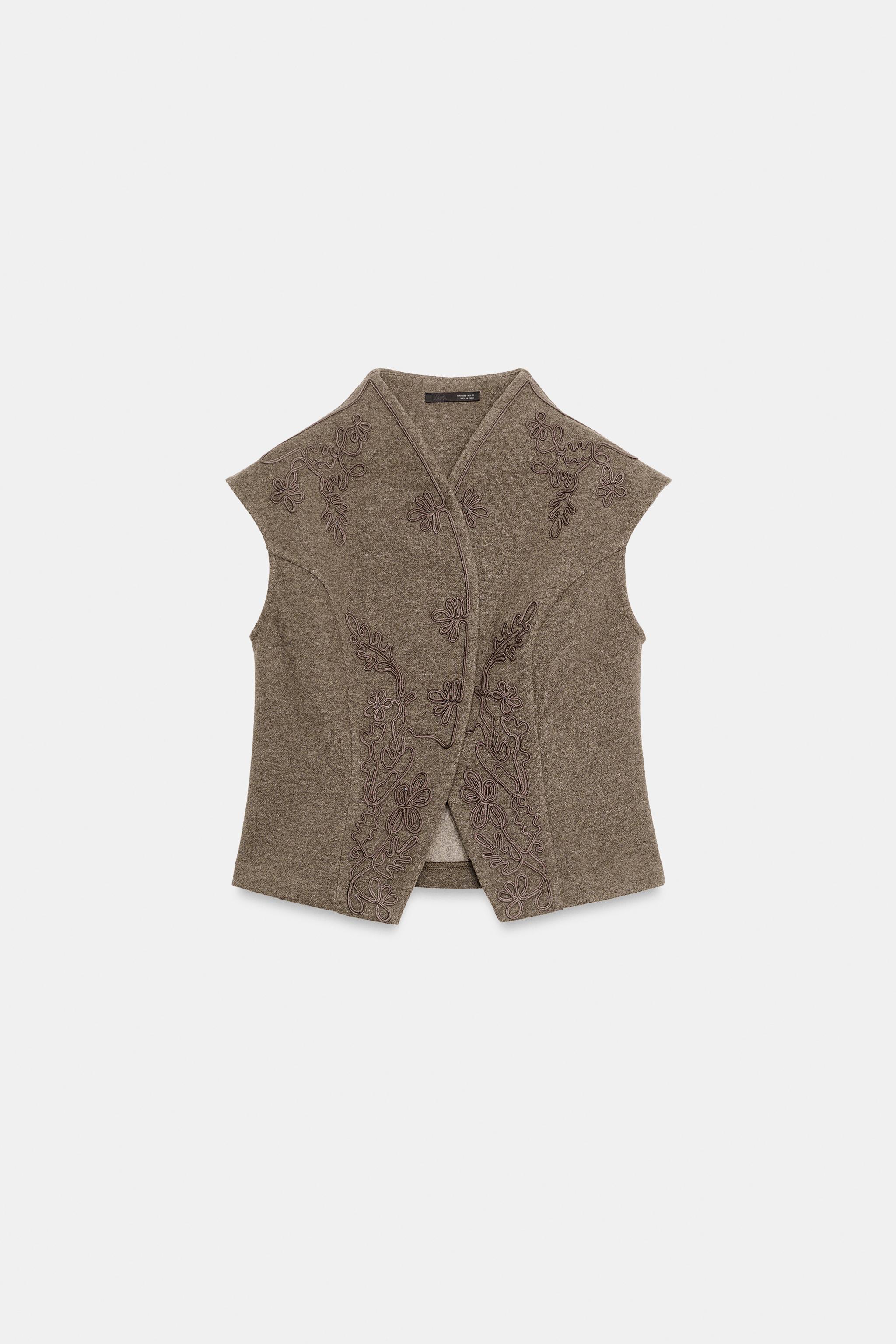 Женские жилеты Zara EMBROIDERED VEST — фото 6