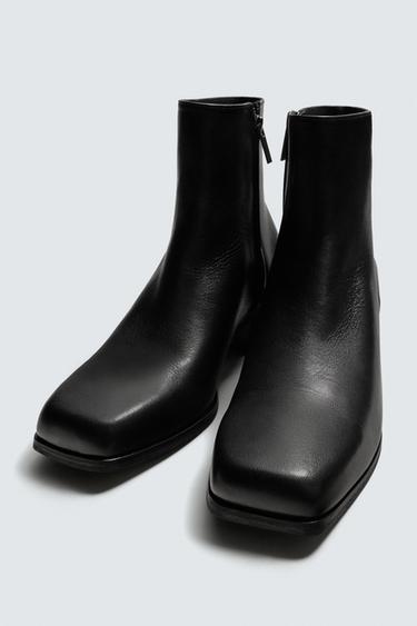 BOTTES EN CUIR À TALONS - Noir de Zara - Image 4