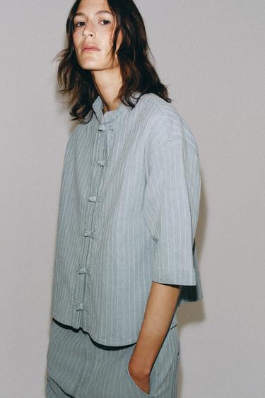 ZW COLLECTION DENIMJAKKE MED LUKNING - lys blå fra Zara