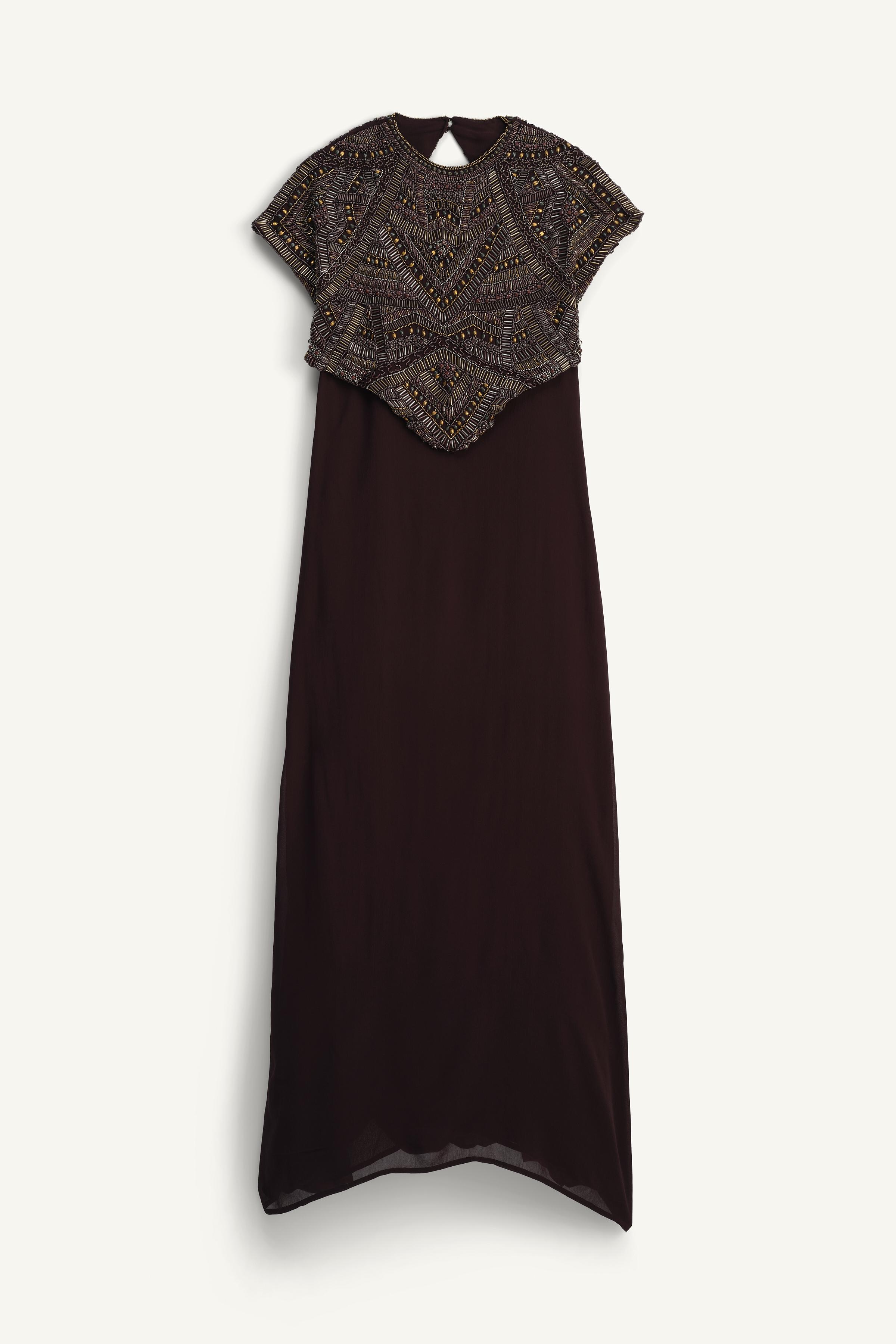 【ZARA】LIMITED EDITION 刺繍トップワンピース 2903/401/717 LIMITED EDITION EMBROIDERED TOP DRESS - Chocolate | ZARA