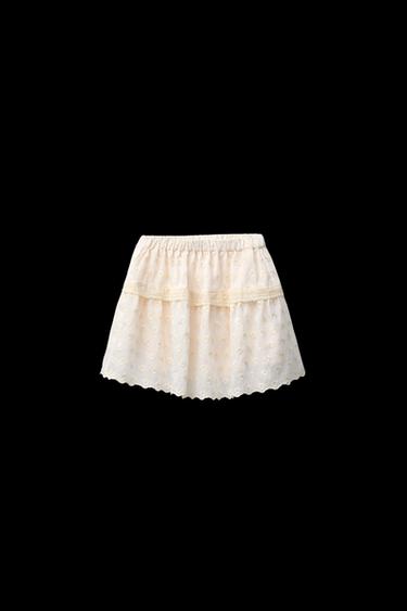 FALDA BORDADOS PUNTILLA - Crudo de Zara - Imagen 0