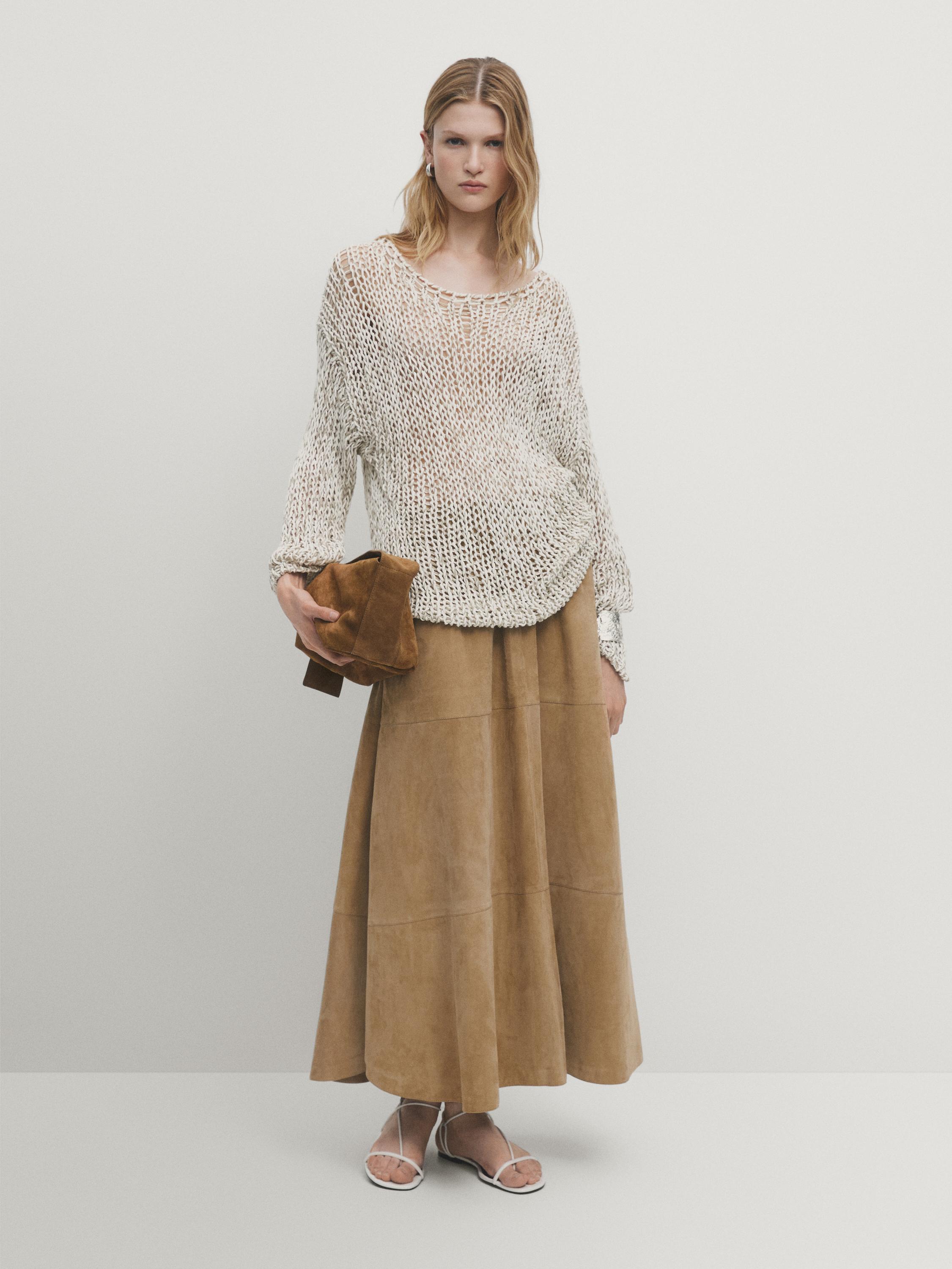 Oversize open-knit sweater - Stone | ZARA United States