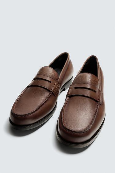 LEATHER PENNY LOAFERS - Brown by Zara - Image 4