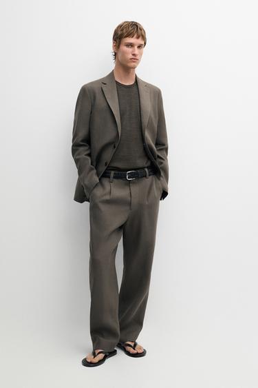 Zara 100% linen suit blazer - Dark green