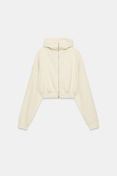 CROPPED HOODIE - Ecru by Zara - Image 0