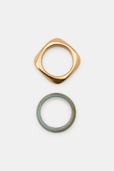 Zara PACK OF 2 COMBINED RIGID BRACELETS - Greenish