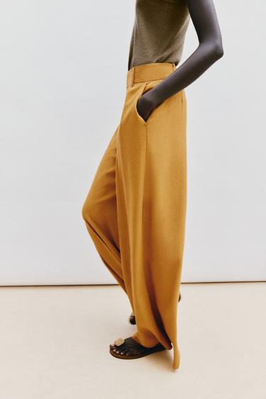 PANTALON LARGE AVEC LIN - Curry de Zara - Image 2