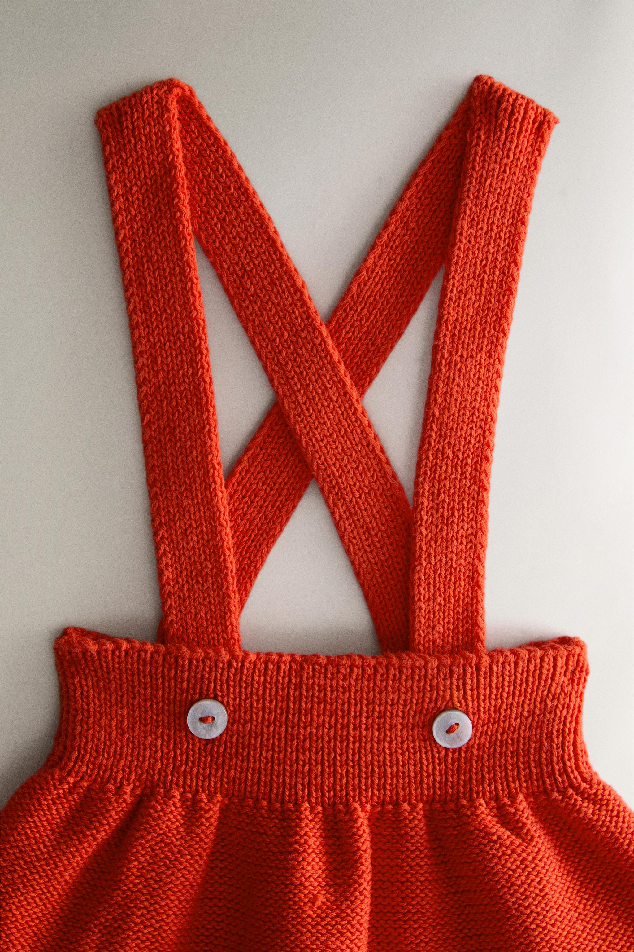 BABY KNIT DUNGAREES — Red