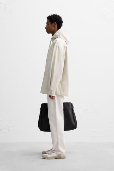 OVERSIZE FIT HOODED OVERSHIRT - White / Grey by Zara - Image 3