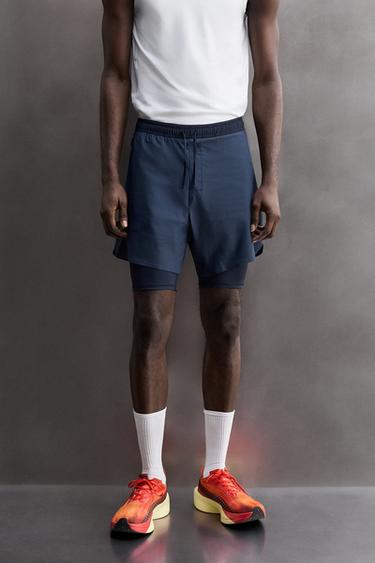 Zara 2-IN-1 TRAINING SHORTS - Navy blue