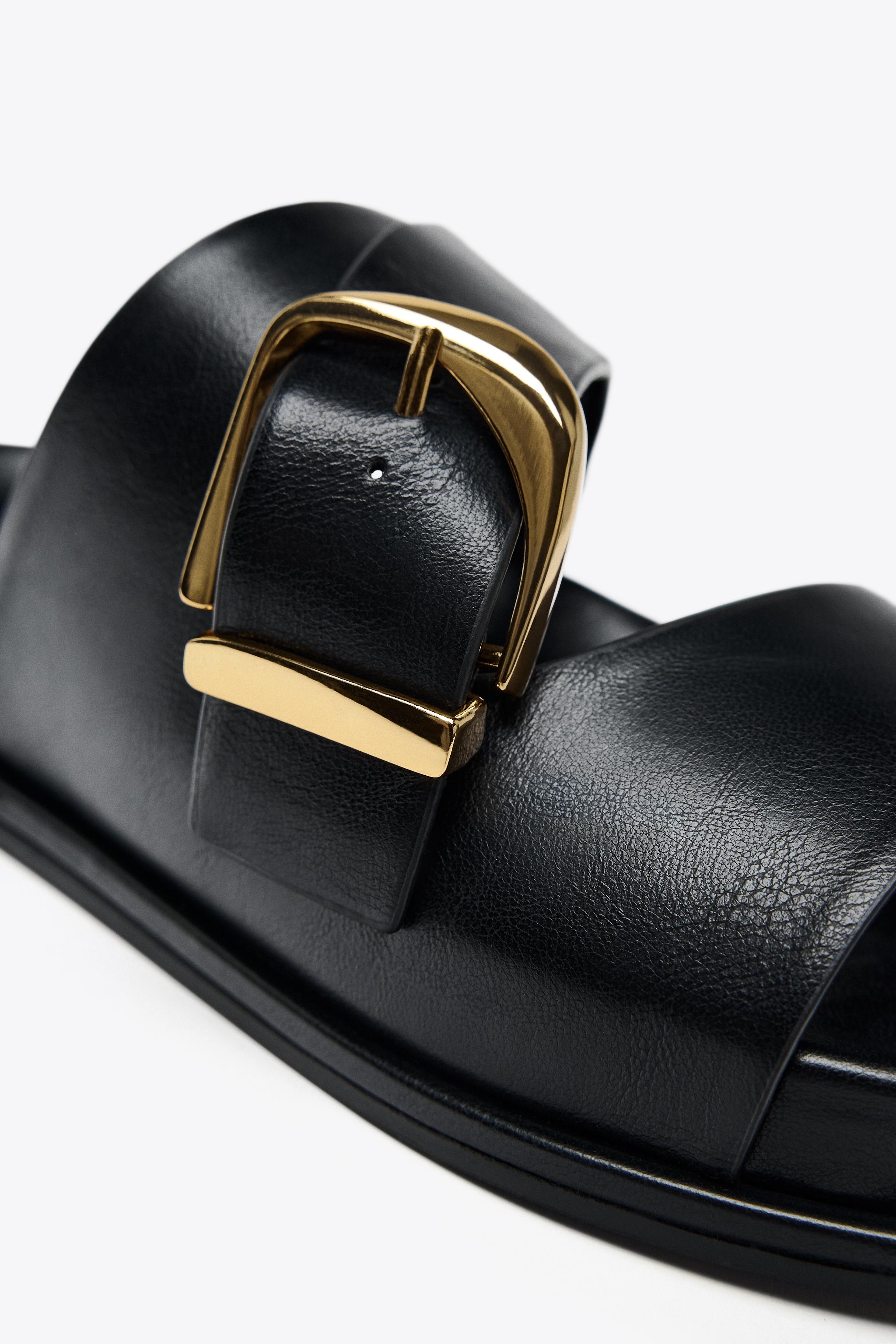 バックル フラットサンダル - ブラック | ZARA Japan / 日本