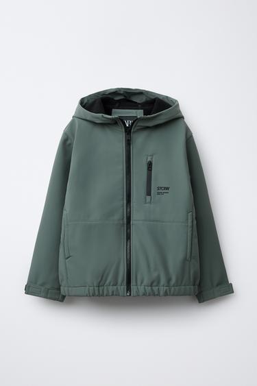 CAZADORA TÉCNICA FORRADA CAPUCHA WATER REPELLENT - Verde claro de Zara - Imagen 0