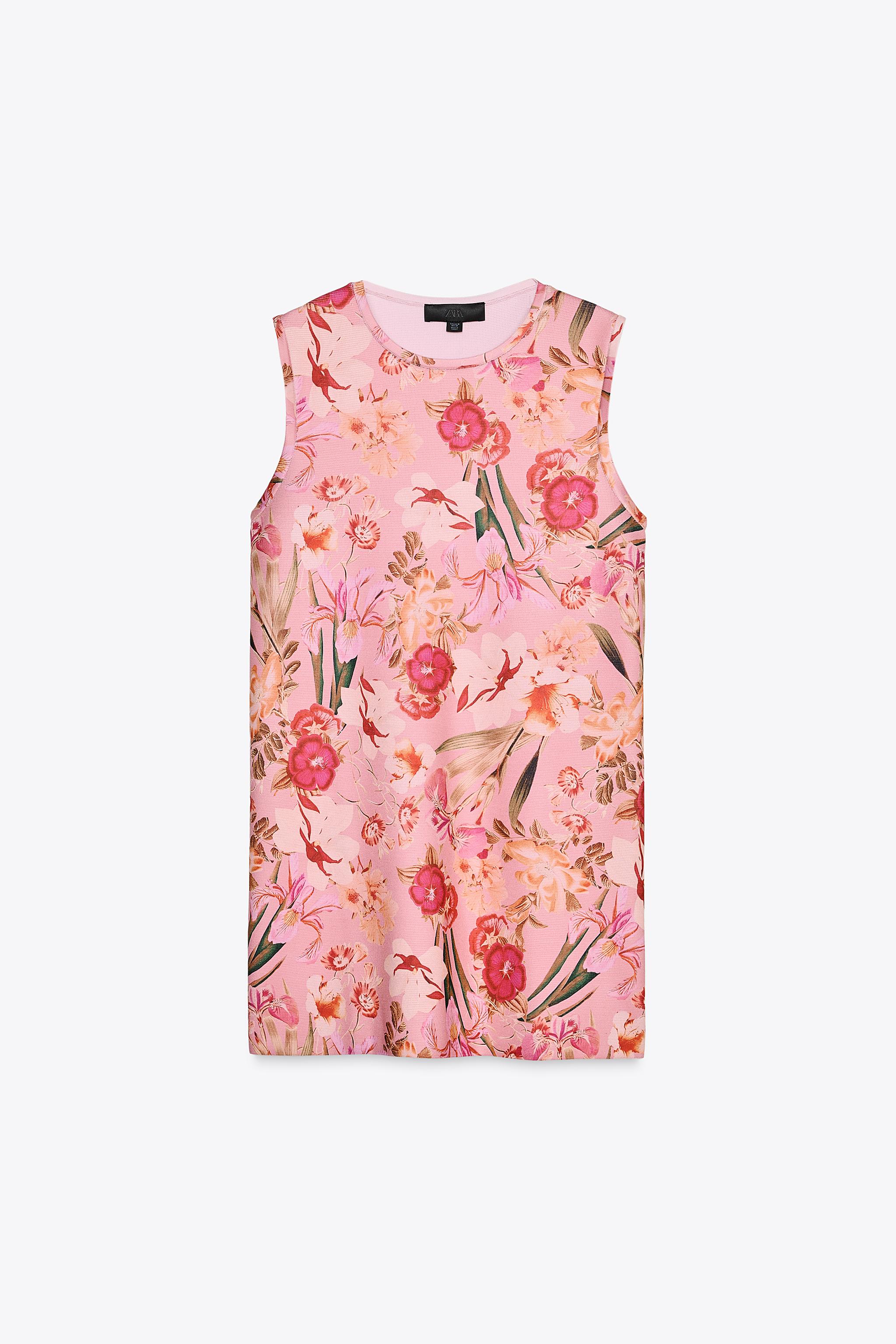 【ZARA】花柄ニットワンピース マルチカラ― | 1822/024/330 チェーンプリント柄ミディ丈ワンピース - マルチカラ― | ZARA