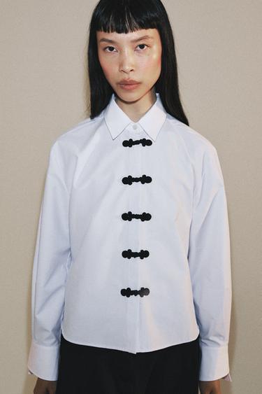 ZW COLLECTION CONTRAST FIREMAN CLASP SHIRT - White / Navy by Zara