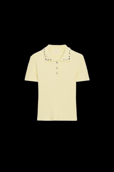 JEWEL COLLAR RIBBED POLO SHIRT - Yellow by Zara - Image 0