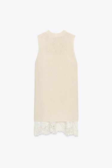 CONTRAST KNIT DRESS - Ecru by Zara - Image 4