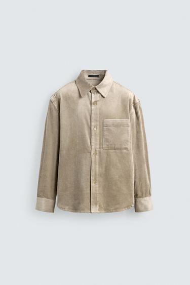 RELAXED FIT CORDUROY OVERSHIRT - Beige by Zara