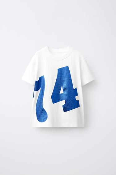 ФУТБОЛКА С БЛЕСТЯЩЕЙ ЦИФРОЙ — БЕЛЫЙ от Zara — изображение 0