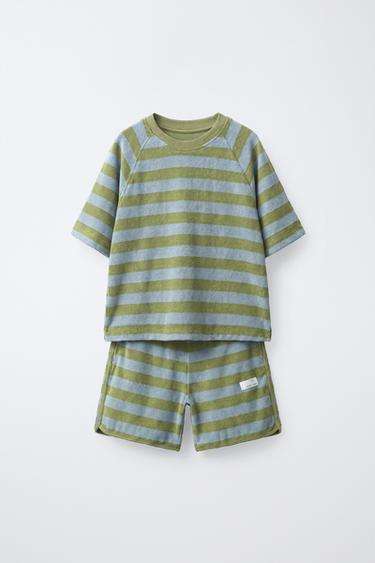 STRIPED TOWELLING T-SHIRT AND BERMUDA SHORTS SET - various by Zara - Image 0