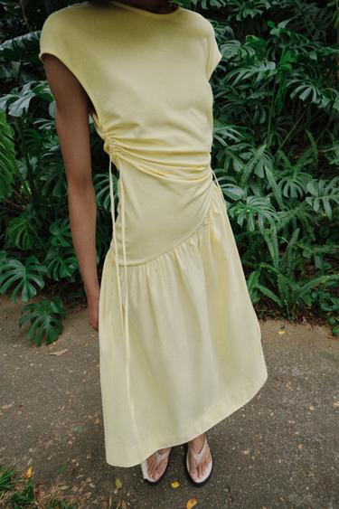ASYMMETRIC GATHERED DRESS - Yellow by Zara - Image 1