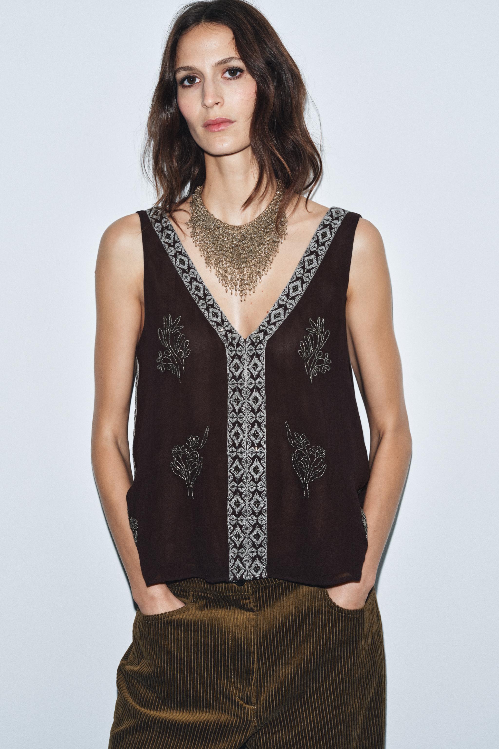 Zara EMBROIDERED TOP ZW COLLECTION LIMITED EDITION | Place Rosemère