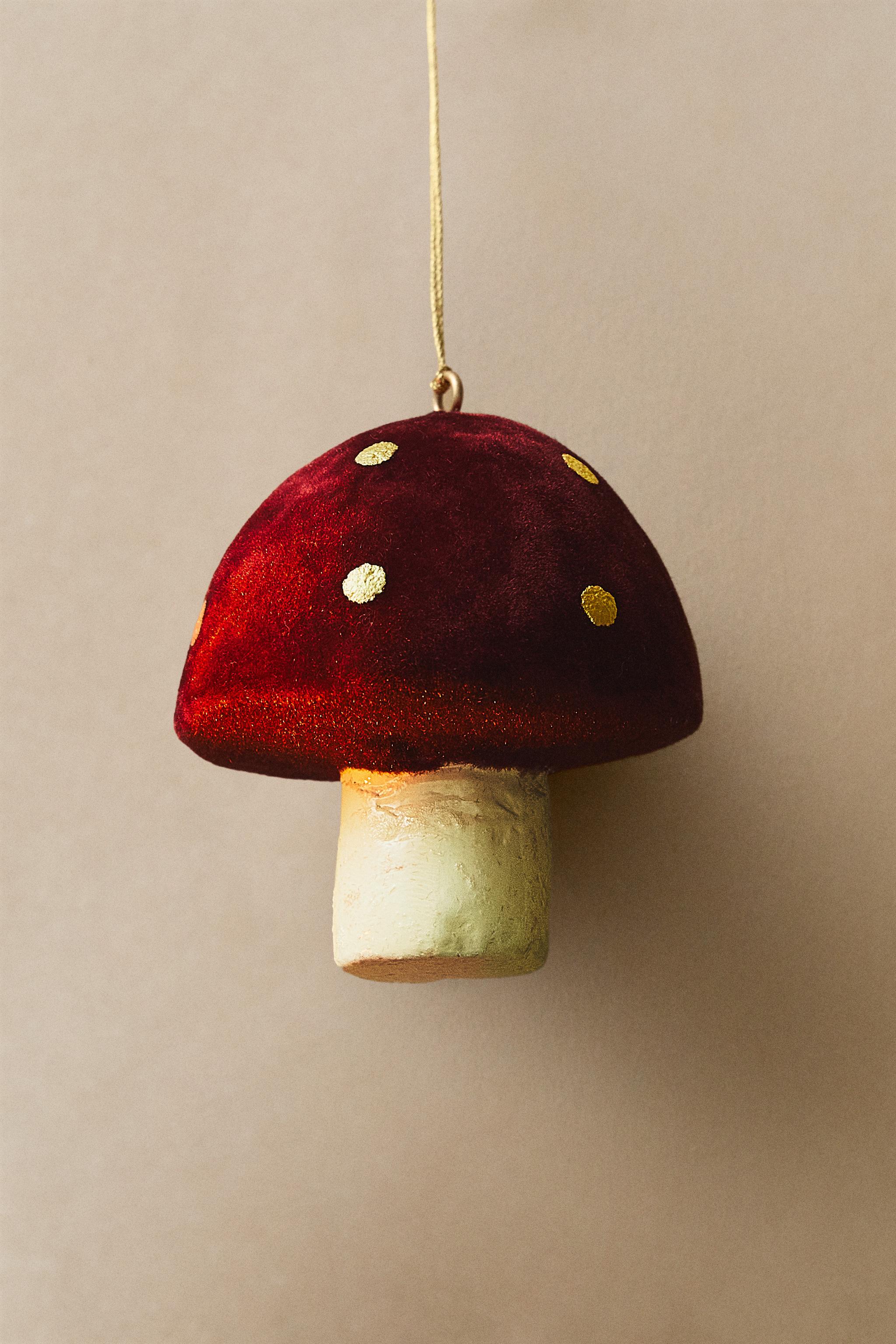 ORNEMENT SAPIN DE NOËL CHAMPIGNON VELOURS