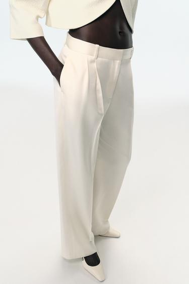 COSTUME BLAZER COURTE ET PANTALON DROIT - Bordeaux de Zara - Image 3