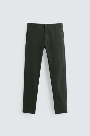 SKINNY FIT CHINO TROUSERS - Dark bottle green by Zara