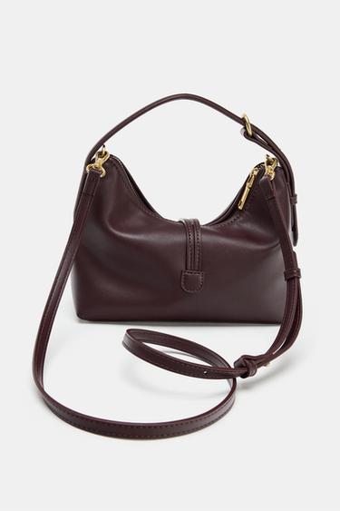 MINI BUCKET BAG WITH BALL DETAIL - Burgundy Red by Zara