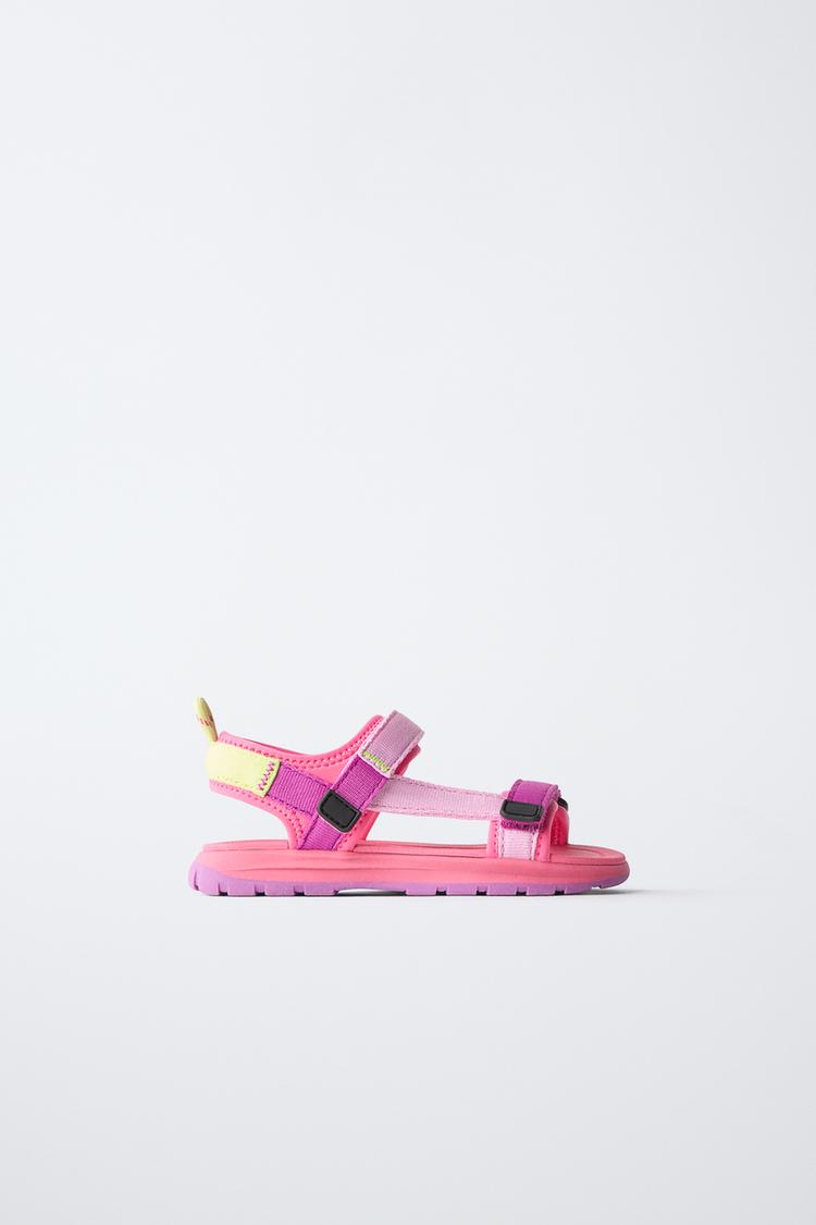 MULTICOLOR TECHNICAL SANDALS — Fuchsia