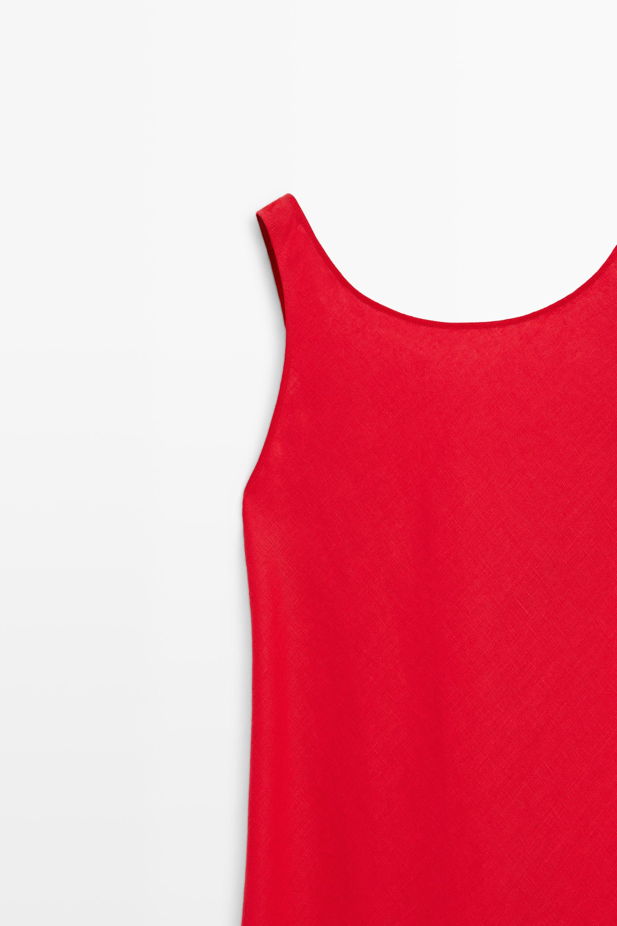 Linen midi dress with open back