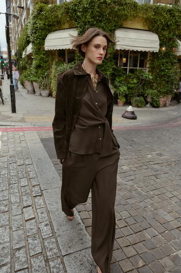 WIDE-LEG TROUSERS - Brown by Zara - Image 0