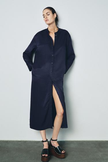 Zara SLIT MIDI DRESS ZW COLLECTION - Indigo - Image 0