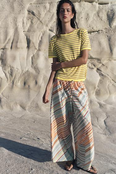 Zara PRUGASTI PLETENI TOP – Žuta