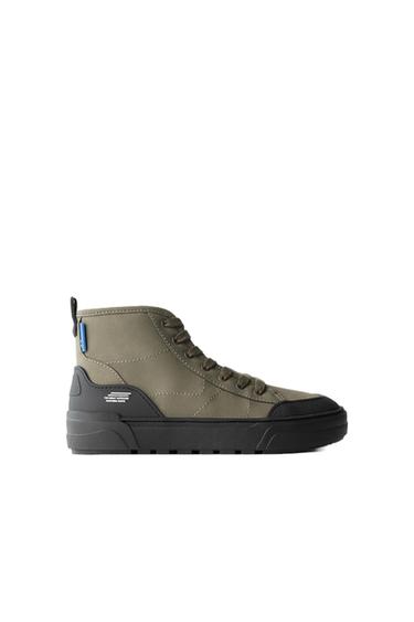 TECHNICAL HIGH-TOP SNEAKERS - Khaki Green by Zara - Image 0
