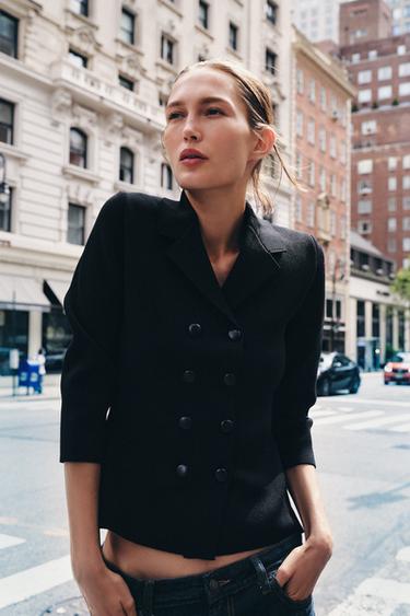 DOUBLE-BREASTED KNIT JACKET - Black by Zara