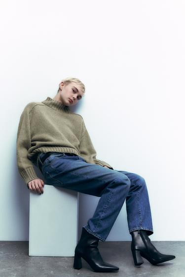 КОЖАНЫЕ БОТИЛЬОНЫ С МОЛНИЕЙ — Черный от Zara — изображение 0