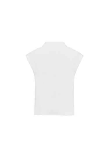 Zara HIGH NECK TOP - White