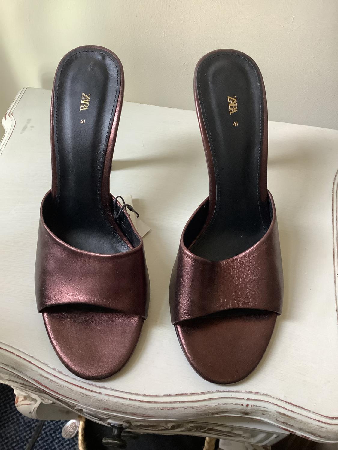 ZARA LEATHER SLING BACKS, NEW, SIZE 41 - Image 3