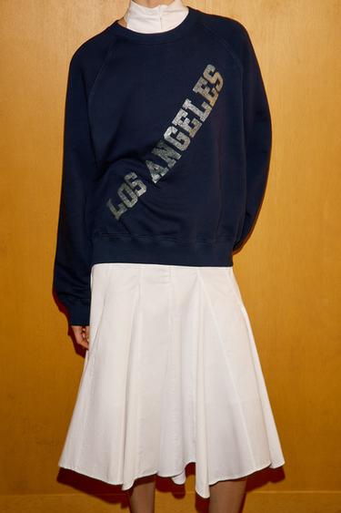 FOIL SLOGAN SWEATSHIRT - Navy blue by Zara - Image 2