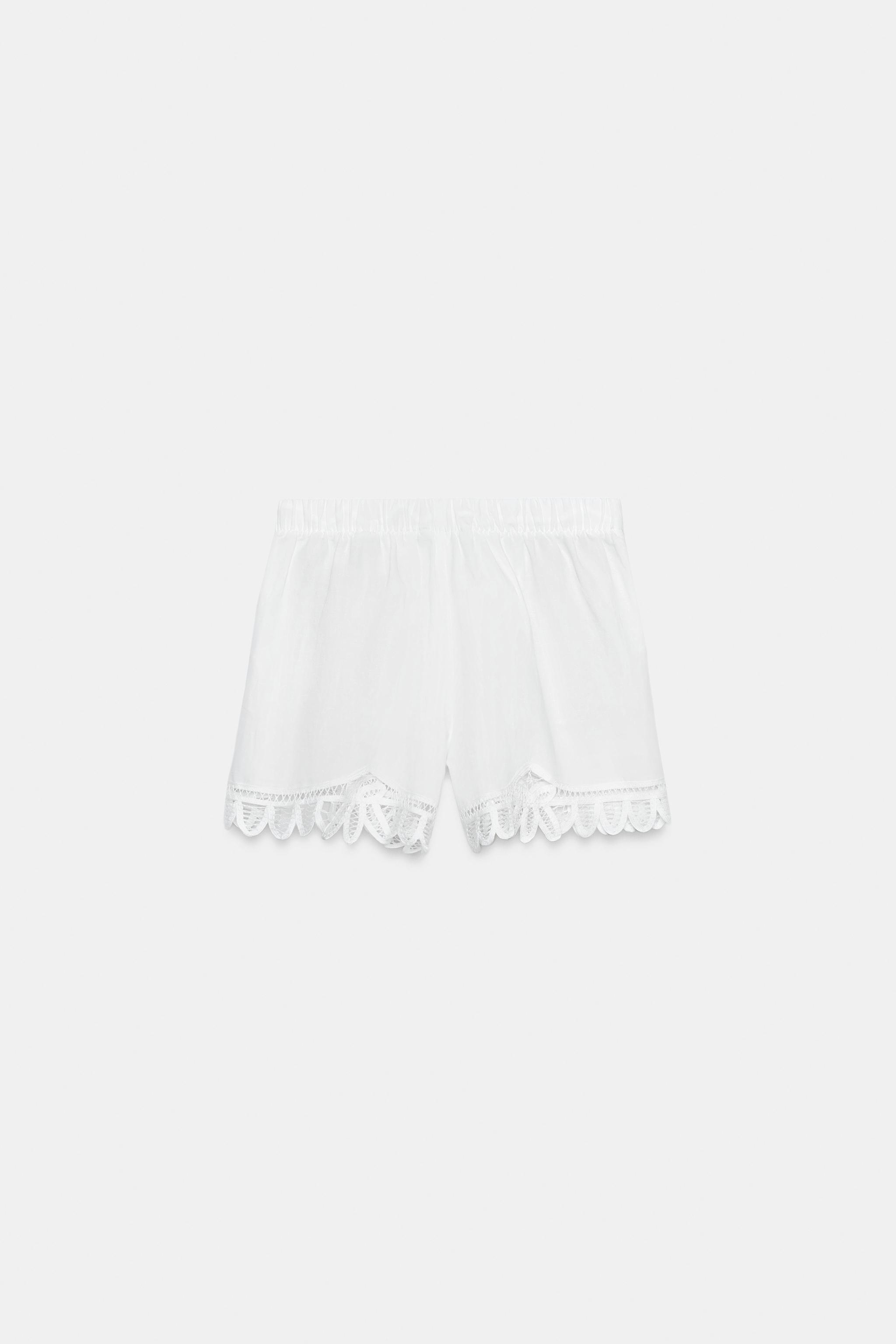 Zara ZW COLLECTION KETEN İŞLEMELİ ŞORT görsel 7