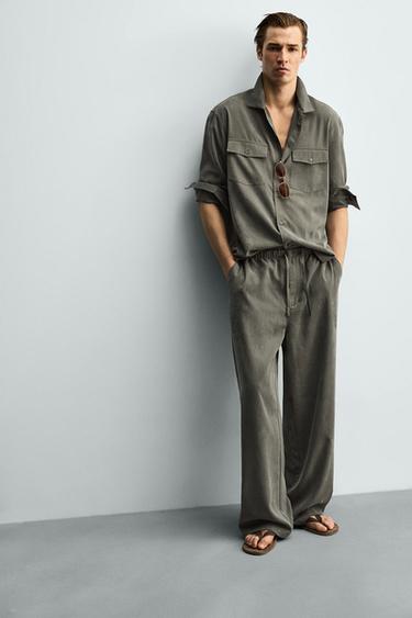 PANTALON FLUIDE COUPE DÉCONTRACTÉE - Kaki foncé de Zara - Image 4